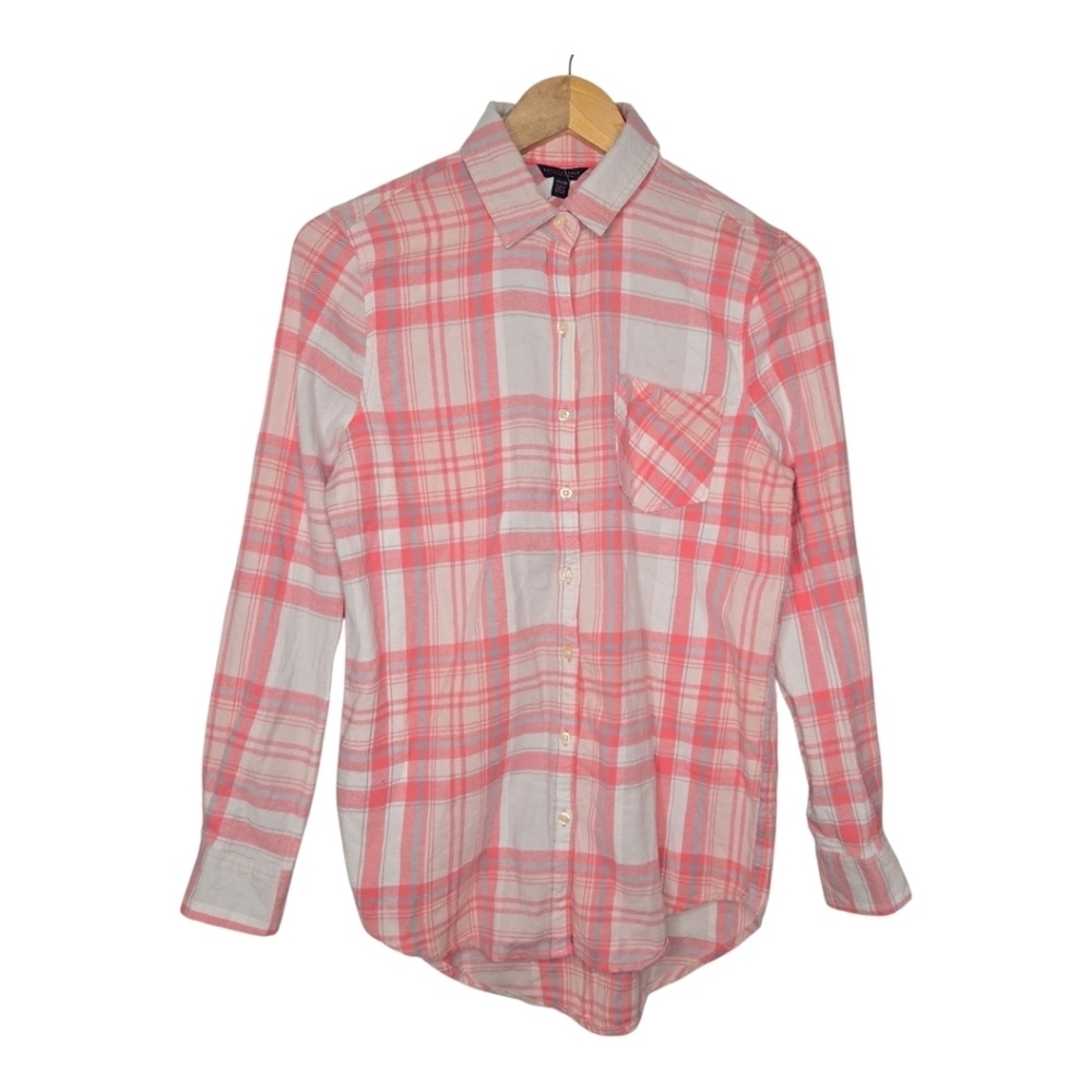 Aeropostale Womens Pink Plaid Soft Button Down Flannel Shirt Size XS